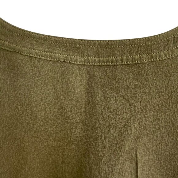 THEORY Damaris Summer Silk Tunic • Long Sleeve Mandarin Collar • L • Light Olive - Picture 13 of 16